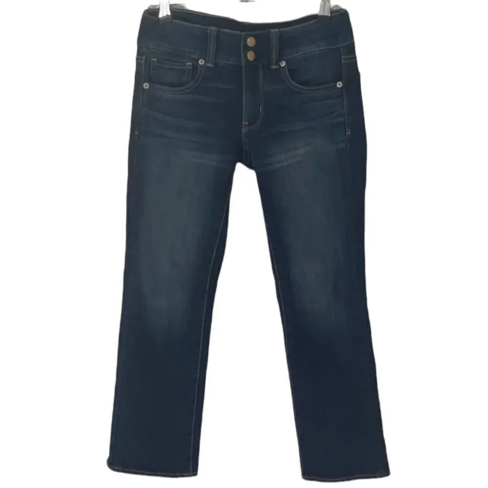 AMERICAN EAGLE ARTIST CROP DENIM BLUE JEANS SIZE 2 ANKLE CROP - Picture 1 of 9